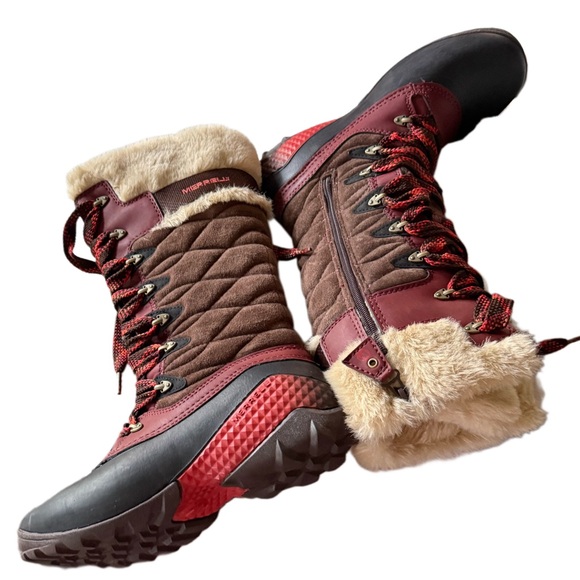 Authentic MERRELL Women's Red and Black Fur-Lined Boots - Picture 8 of 9